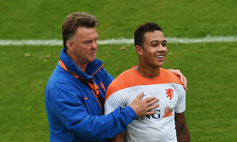 Louis Van Gaal and Memphis Depay in the Netherlands