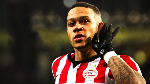 Memphis Depay goal celebration for PSV