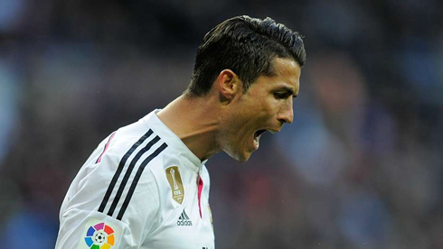 Cristiano Ronaldo shouting while looking down