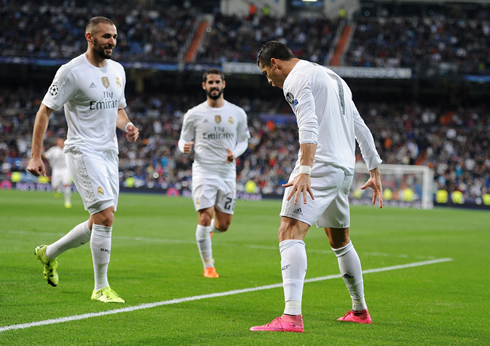 Cristiano Ronaldo celebrates a goal in his own and unique style