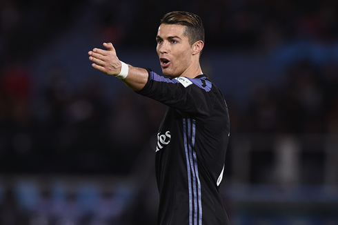 Cristiano Ronaldo passing out instructions on the field