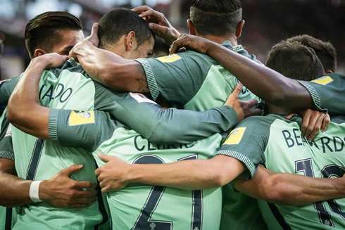 Portuguese players showing their team spirit and group cohesion