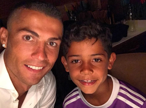 Cristiano Ronaldo and his son in 2017