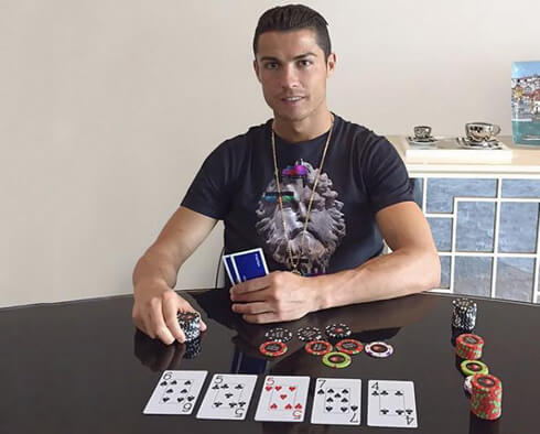 Cristiano Ronaldo playing poker at home