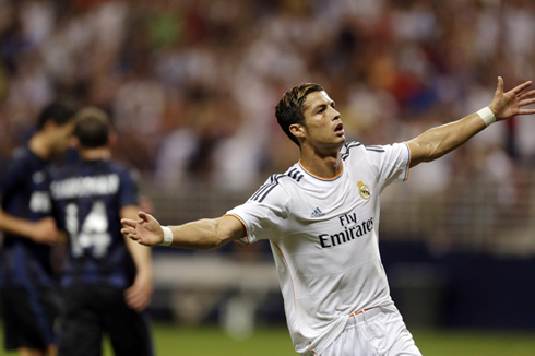 Cristiano Ronaldo goal celebration, in Real Madrid vs Inter Milan 2013