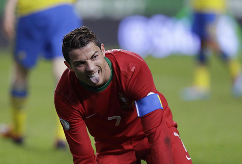 Cristiano Ronaldo sticking his tongue out