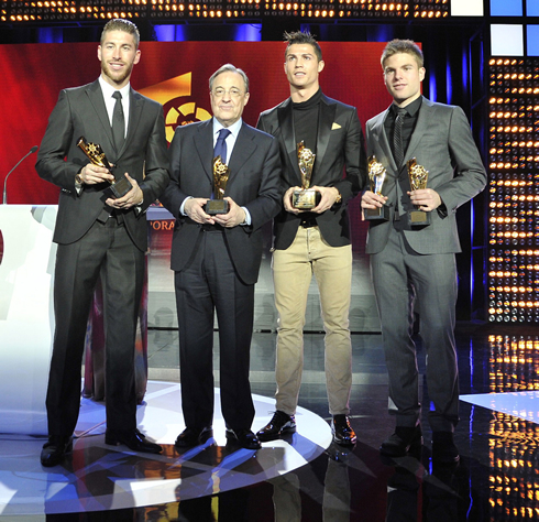 Sergio Ramos, Florentino Pérez, Cristiano Ronaldo and Asier Illarramendi