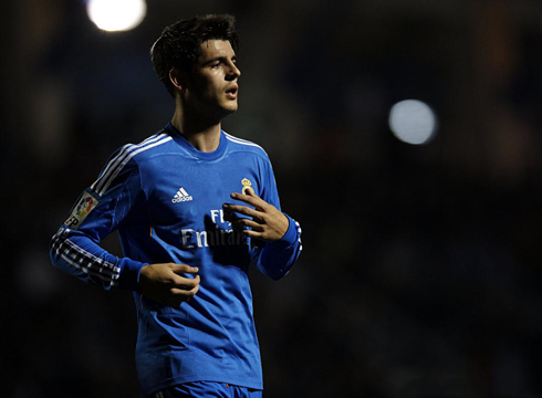 Alvaro Morata in a Real Madrid blue jersey, 2013-2014