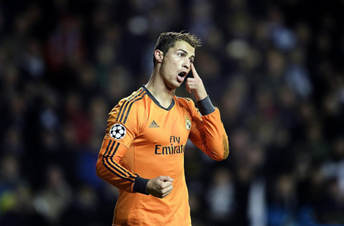 Cristiano Ronaldo scratching his eye