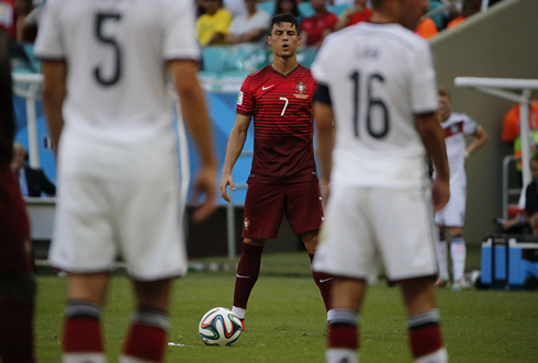 Cristiano Ronaldo deep breath before a free-kick in the FIFA World Cup 2014