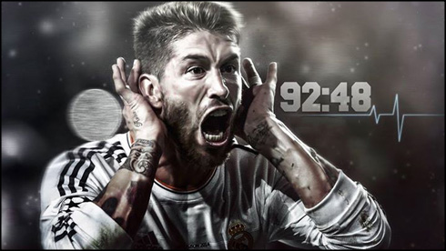 Sergio Ramos La Decima goal celebration, in Real Madrid vs Atletico Champions League final of 2014