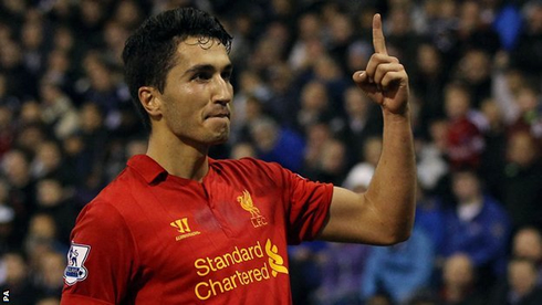 Nuri Sahin goal celebration in Liverpool FC, in 2012