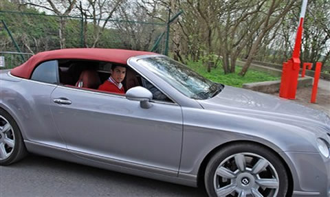 Cristiano Ronaldo and his Bentley Continental GTC