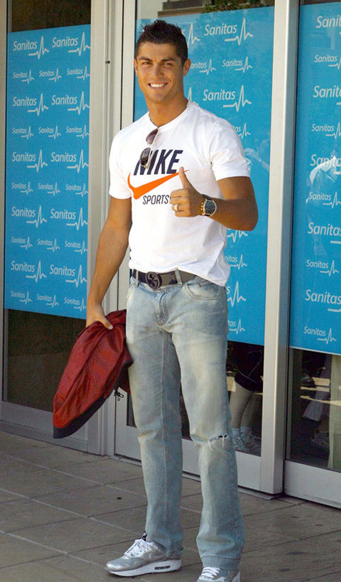 Cristiano Ronaldo fashion in a white nike t-shirt