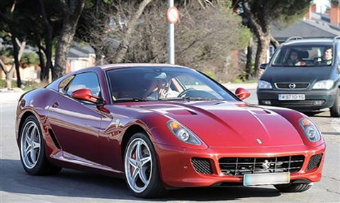 Cristiano Ronaldo driving a Ferrari 599 GTB