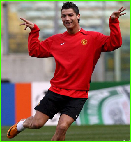 Cristiano Ronaldo in a pink gay shirt