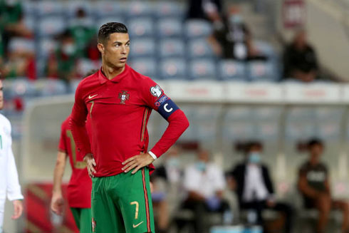 Cristiano Ronaldo playing for Portugal in the 2022 World Cup Qualifiers